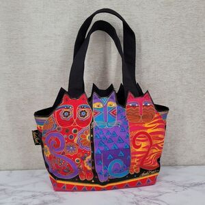 Laurel Burch Colorful Cat Design Tote Bag